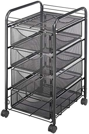 Safco Onyx Rolling File Cart with 4 File Drawers, Fits Letter-Size Hanging Folders, Durable Steel Mesh Construction image 5