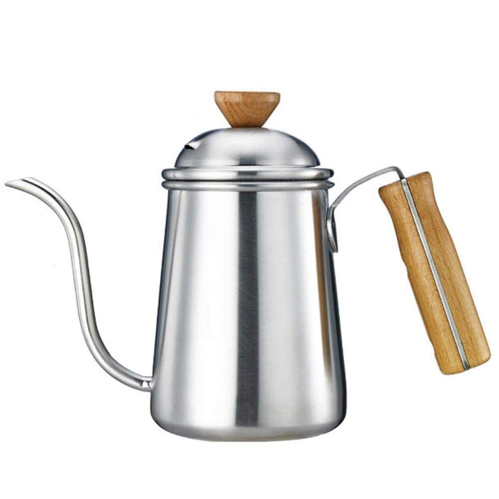 Bouilloire à café col de cygne en acier inoxydable 650 ml et manche bois