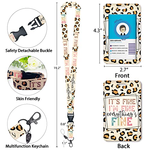 Id Badge Holder With Breakaway Lanyard, Retractable Badge Reel Heavy Duty, It's Fine I'm Fine Lanyards For Id Badges Ajustable, Teacher Nurse Work Office Gifts #TOP3