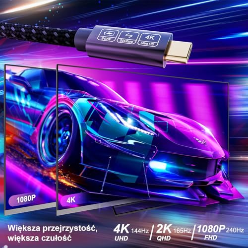 EUDOBEL Kabel usb C 3.2 Gen2 x 2, 2 m, 20 Gbps 240 W 48 V/5 A, 5K 60 Hz 4K 144 Hz USB C na Thunderbolt 3/4, kompatybilny z iPhone16, iPhone15, Switch, VR, MacBook