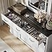 GAOMON 6 Drawers Dresser with Mirror for Bedroom, Makeup Vanity with Light Mirror, Farmhouse Modern Dressers, Chest of Drawers with Sliding Barn Doors for Bedroom, Living Room, White