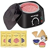Waxing Kit for Women Men, Bouvetan Wax Warmer for Hair Removal with 14oz Hard Wax Beads, Wax Warmer Kit for Face Eyebrow Armpit Legs Brazilian, At Home Hard Wax Kit for Hair Removal with 20 Wax Sticks