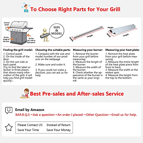 Hisencn Grill Repair Kit Replacement For Members Mark Bq05046-6, Bbq Pro Bq05041-28, Bq51009, Sam's Club, Outdoor Gourmet Gas Grill Models, Stainless Steel Pipe Burner Tube, Heat Plate Tent Shield #TOP6