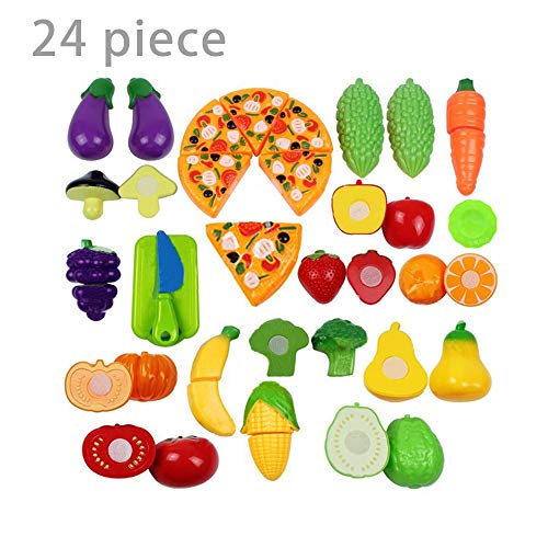 MuZhuo juguete de frutas para niños, 16 piezas/lote de niños, juguete de juguete para cortar frutas, verduras, alimentos, cocina, bebé, juguetes educativos clásicos para niños, 24pcs