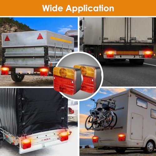 TLGREEN Anhänger Rückleuchten Set mit 7M Kabel 12V Rücklicht Anhänger Beleuchtung 7 Polig mit E Prüfzeichen für PKW LKW Wohnwagen Boot Transporter Anhängerbeleuchtung Rücklichter