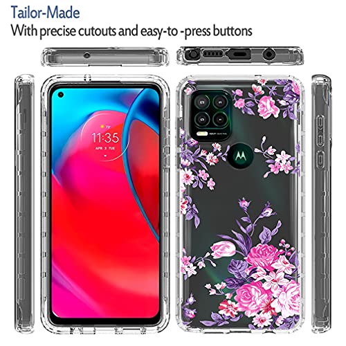 Vokuha Case For Moto G Stylus 5G 2021 (Not For 4G Version),Motorola G Stylus 5G Case, Cute Floral Crystal Clear Tpu Bumper Shockproof Protective Armor Cover For Motorola Moto G Stylus 5G (Rose Flower) #TOP4