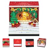 3Dカレンダー2026、タイムピースカレンダー2026、ティアアウェイ3Dペーパーアートノートパッド、LEDライト付き、クリエイティブなDIYペーパーカービングメモパッド、自宅やオフィスデスクに最適 (クリスマスアーチ)