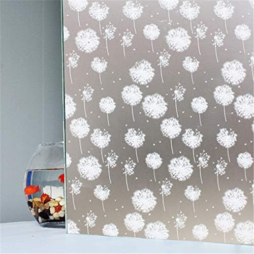 LMKJ Frosted Self-Adhesive Window Film Glass Film, Privacy Window Sticker, Glue-Free PVC Dandelion Pattern Glass Sticker A43 50x100cm