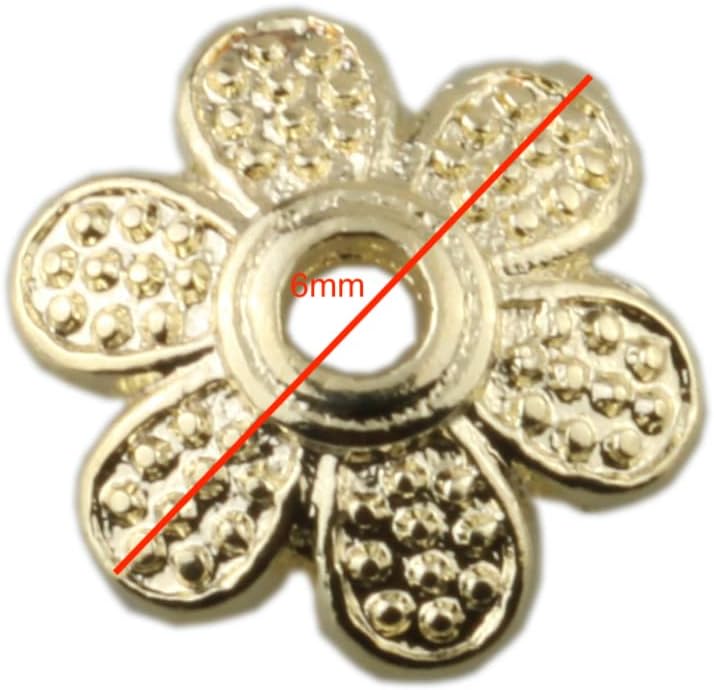 MAHAVIMOKSA 1 Box 120pcs 14K Real Gold Plated Filigree Flower Cup Shape Bead Caps End Caps for DIY Jewelry Making Necklaces Bracelet Earrings Art Craft (Mixed 6 Styles)