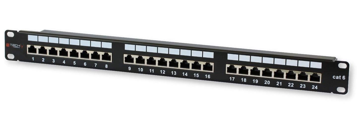 Techly - 24 x rj45 Cat.6 Panel de parcheo - bahía de Entrada (ieee 802.3,ieee 802.3ab,ieee 802.3u, 10base-t/100base-tx/1000base-t, Fast ethernet,gigabit ethernet, 1000 mbit/s, rj45, Oro)