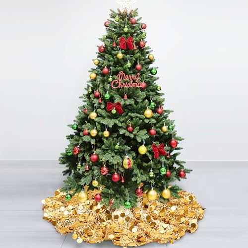 Gold Tree Skirt 36 Inches Christmas Tree Skirt Sparkly Sequin Xmas Tree Skirts Glitter Christmas Decorations Xmas Ornaments