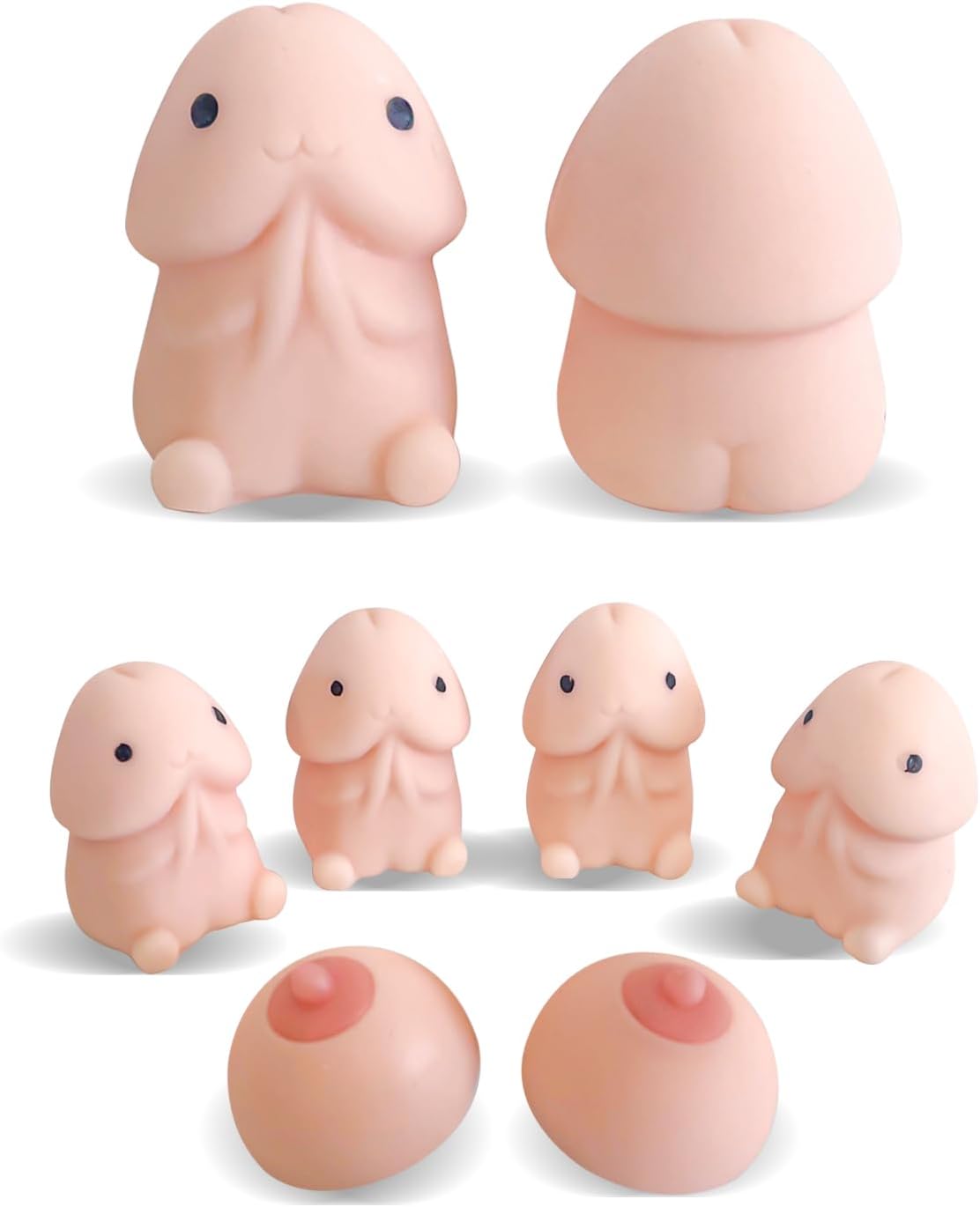 Funny Mini Penis Adult Sex Toys Realistic Dildo for Couples Sex Game Play Gag Gift Stress Relief Toy Package Include 1 Pair Nipple 4Pcs Penis, Small Bachelor Party Gifts Prank Toys Adopt-A-Pet