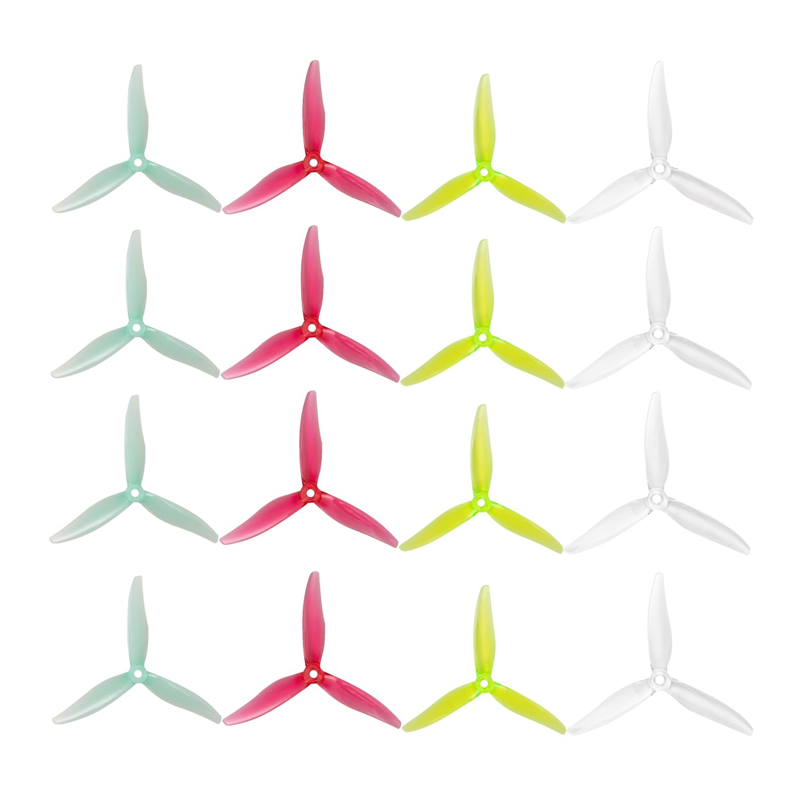 Gemfan Hurricane 51366 MCK ReV3 FPV Racing Drone Propellers 5.1 inch Tri-Blade PC Props Compatible with 2207 2306 Racing Motors for RC Quadcopter (Pack of 16pcs)