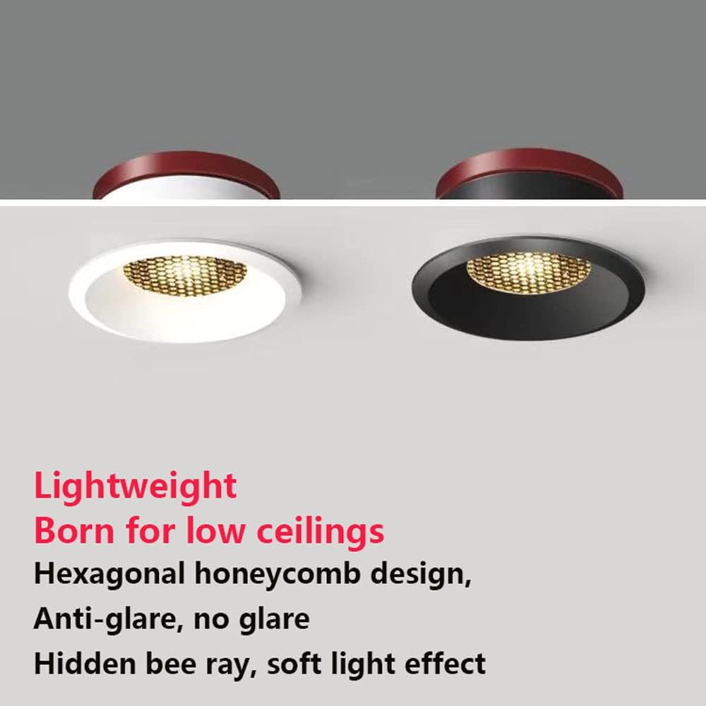 Black Honeycomb LED Recessed Ceiling Light Spotlight 3000K-5700K Optional Anti-Glare LED Recessed Lighting Fixture 7W, 12W LED Recessed Lights (13Pack)
