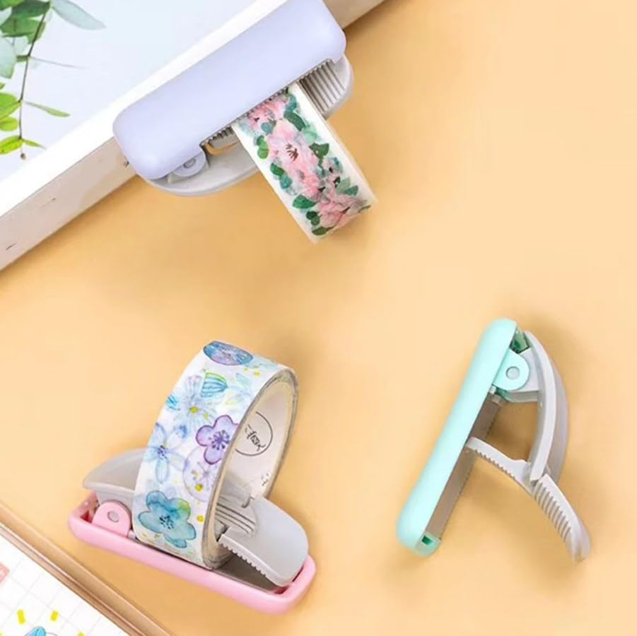 Image of LUOZZY 2 Pcs Tape Cutter Mini Portable Masking Tape Dispenser Portable DIY Cutter Clip Type Study Supplies for Home Office, Random Color