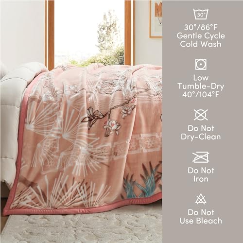 Image of Nestl Korean Mink Blanket King Size - 12 Lbs Velvet Fleece Korean Blanket - 2 Ply Warm & Thick Winter Blanket - Wrinkle & Fade Resistant - 87 x 94 Inches (Peach)