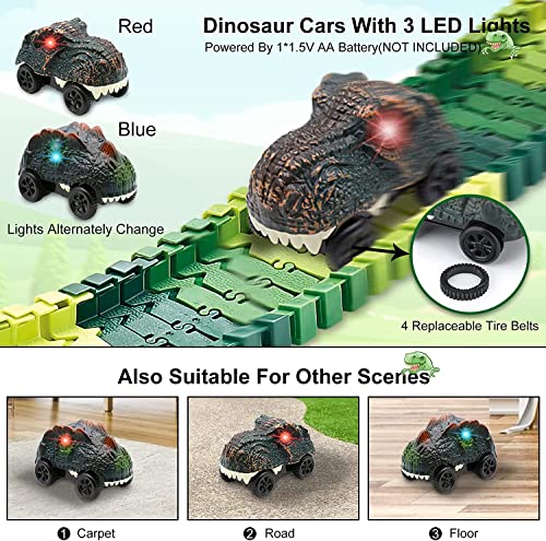Dinosaur Race Track Toys,Create A Dinosaur World Road Race for Kids Toys,Flexible Track Playset and 2 Cool Dinosaurs Car for 3 4 5 6 7 8 Year Old Boys Girls Gift - Image 4