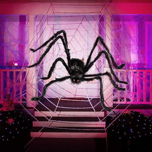 JOYIN 2 Pack 5 Ft Halloween Outdoor Decorations Hairy Black Spider の商品画像 6
