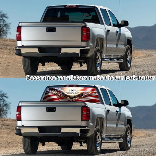 Image of Rear Window Decals for Trucks - 65x17.3 in Back Window American Flag Decals Fit Most Pickup Trucks SUV, Vinyl Back Window Decal Truck Rear Window Graphics for Personalized - Eagle Decal-33-S