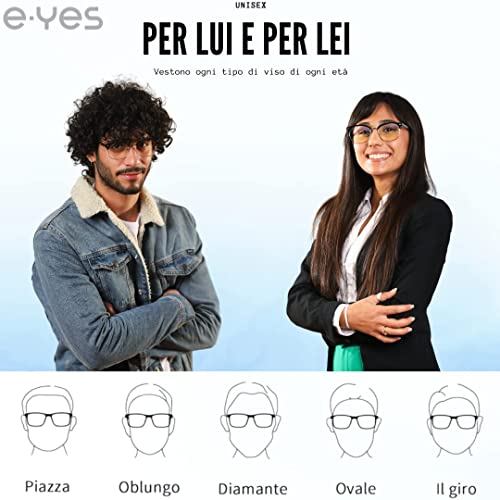 e-yes Occhiali Luce Blu 2.0 | Occhiali Anti Luce Blu Con Filtro Per Computer | Strobe Glasses Uomo Donna | Gaming Accessori Riposanti Anti Luce Blu Donna Uomo Bambino Bambina | Cura Della Vista