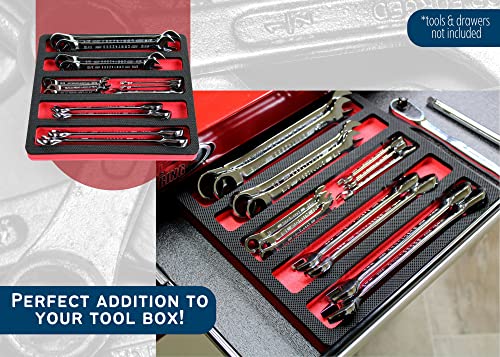Polar Whale Tool Drawer Organizer Wrench Holder Insert Red And Black Durable Foam Tray 5 Pockets Holds Wrenches Up To 10 Inches Long Fits Craftsman Husky Kobalt Milwaukee Many Others #TOP4