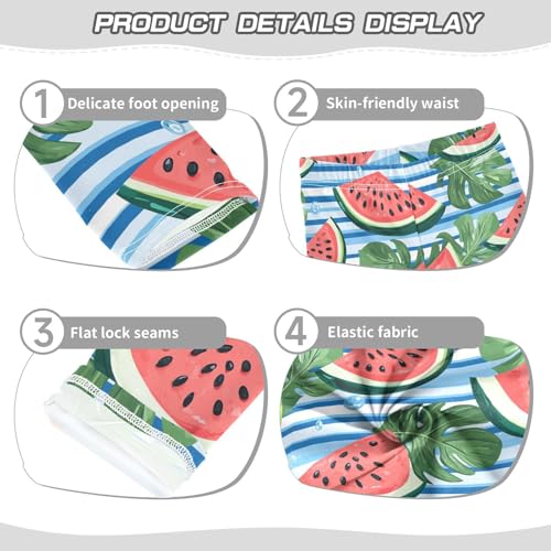 Wusikd Watermelon Girls' Leggings Toddler Doodles Leaves Kids Yoga Pants Dance Active Tights 4T3