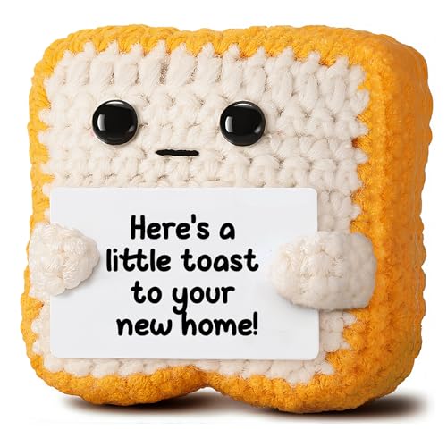 Housewarming Gift – Cute Toast Crochet with “A Little Toast to Your New Home!” Sign – Fun Congratulations Gift for Friends, Family, New Homeowners, First Apartment