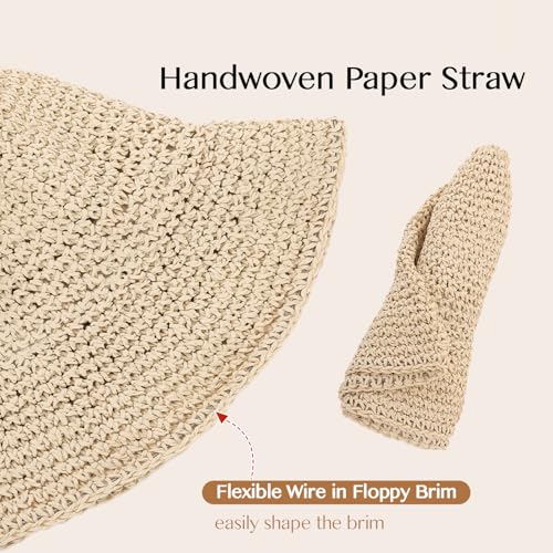 Sombrero de paja para mujer con ala ancha para verano miniatura 4
