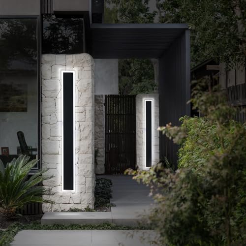 ASD LED 48 Inch Long Flush Mount Wall Light Fixture | 36W 2800LM 3000K-5000K 100-277V | 3CCT, Dimmable, Waterproof, Steel Housing, ETL Listed | Linear Outdoor Sconce, Exterior Lighting | Black