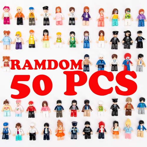 Icyhit 50 PCS Ramdom Minifigures Mini Figure Toy Building MINIFIG People Action Figure Mystery Pack (Random 50 Minifig Included)