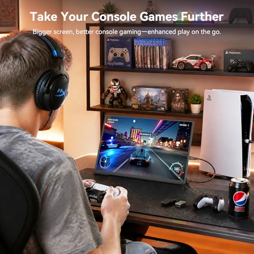Image of Portable Gaming Monitor, 16-inch, 2.5K QHD, 144Hz | Travel Monitor with Built-in Speakers, Compatible with Laptops, Computers, Switch, Xbox, PS5, and PS4