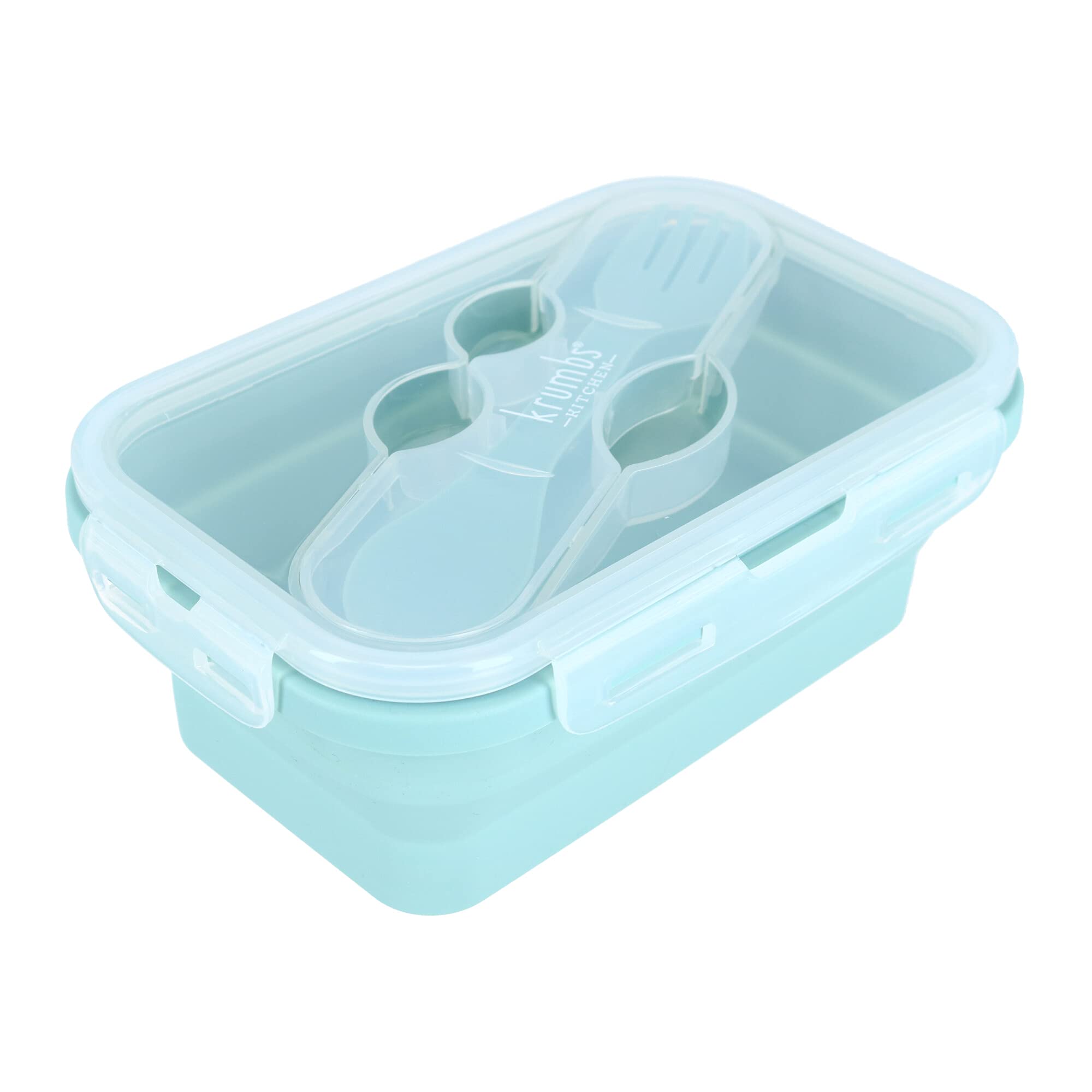 Krumbs Kitchen Essentials Collapsible Silicone Lunch Container Box Food Storage for Work and Travel Friendly - Mint