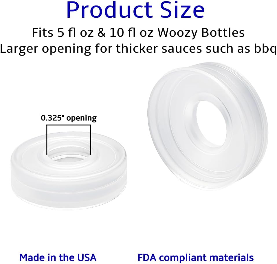 24mm 0.325 Flow Max Woozy Bottle Dripper Fitment - Orifice Reducer for Hot Sauce - for 5 fl. oz. & 10 fl. oz. Bottles - 0.325 Dispensing Opening (576)