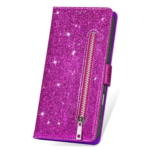 Étui portefeuille Google Pixel 8 violet avec fermeture éclair pour tout ranger