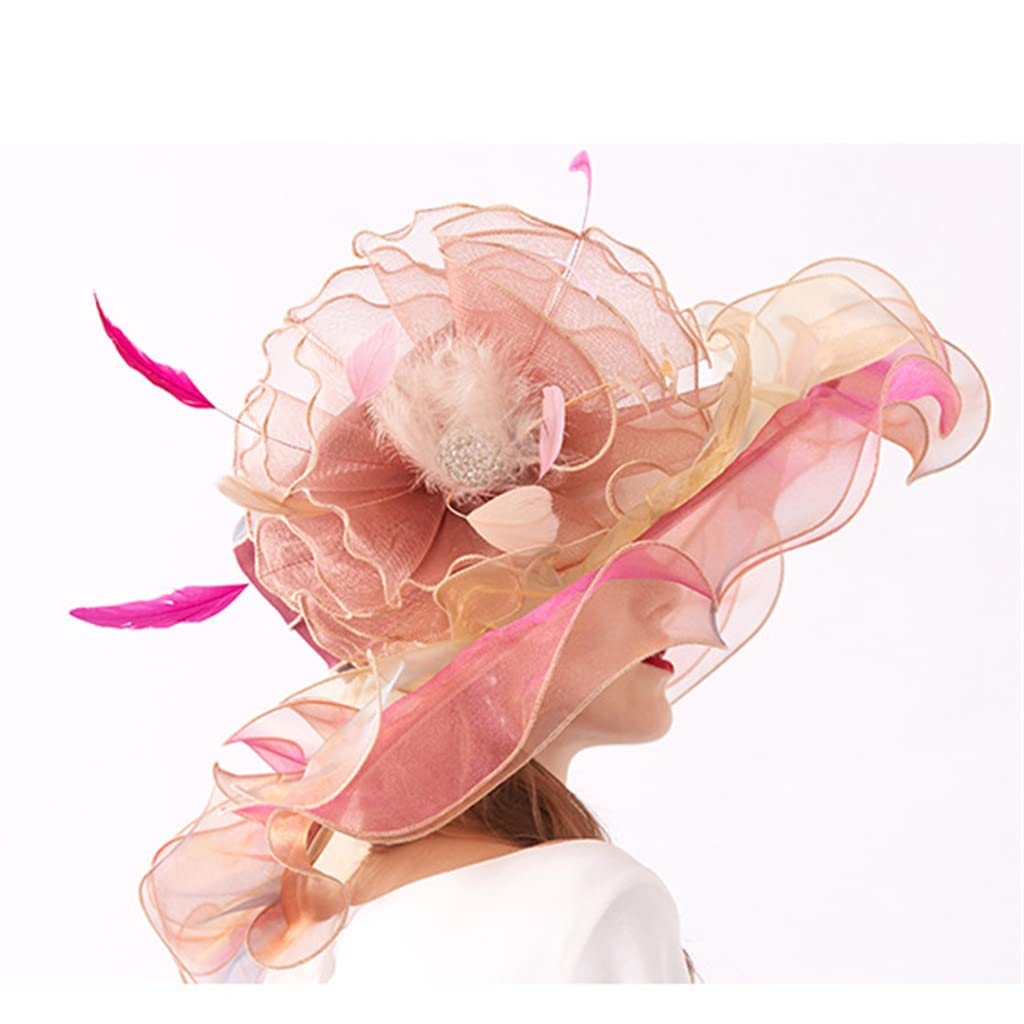 Cappello in Organza Regolabile da Donna, Cappello da Cornice per Esterni Primaverili ed Estivi, Cappello per Adulti Ricamato