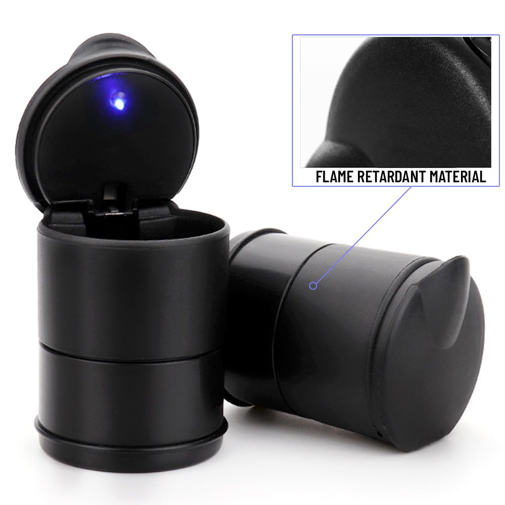 Chingde Smell Proof Car Ashtray with Lid, Portable Plastic Cup Ashtray for Travel, Home, Office (Black) 1