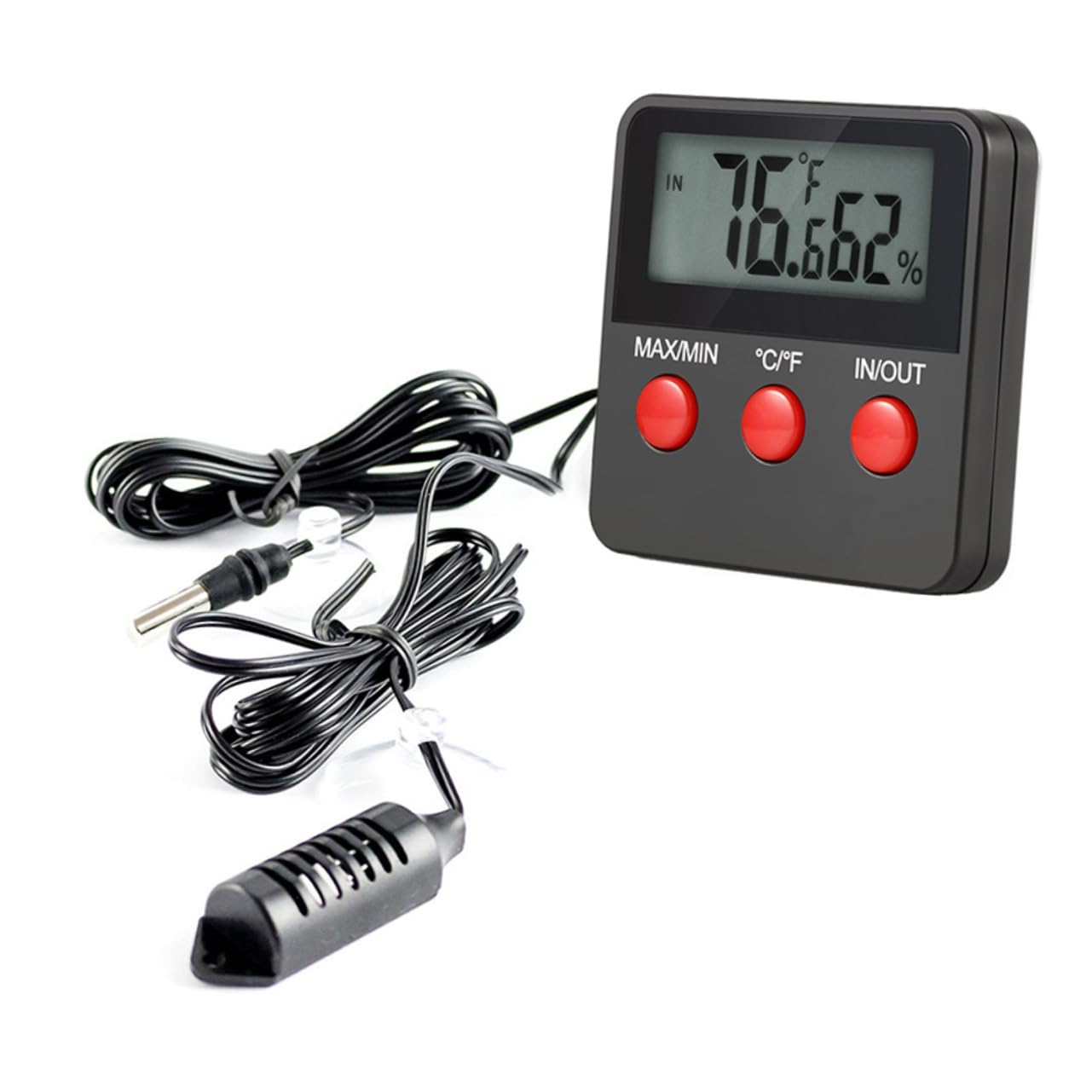 PartyKindom 3pezzi Termometro Digitale Igrometro per Rettili e Incubatrici Misuratore umidità e Temperatura Senza Batteria Display LCD per Uova e Animali Domestici Nero