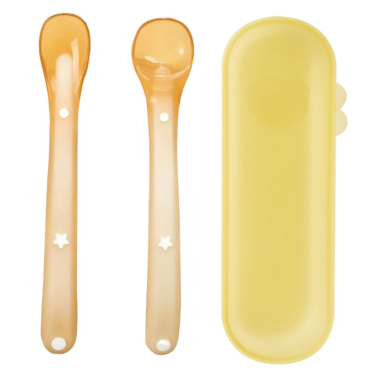 ECVV2 Pack Baby Silicone Spoons With Carry Case - Easy Grip Food Grade Training Feeding Spoon With Soft Tips - Toddler Utensil Set