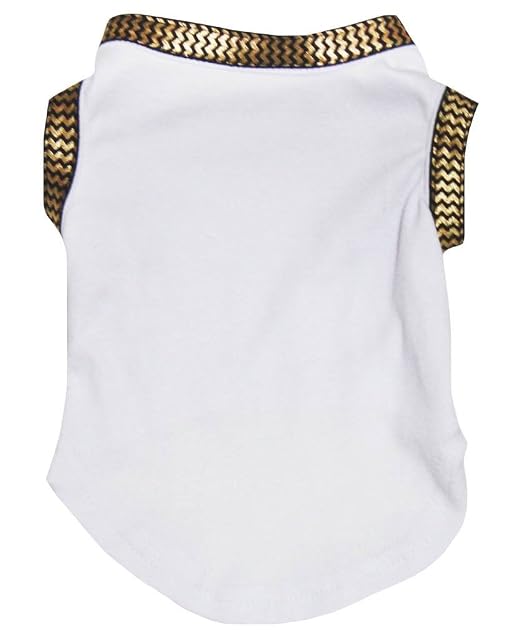 Petitebelle Ropa para cachorros vestido de perro liso dorado Chervon camiseta de algodón blanco (XL, blanco)