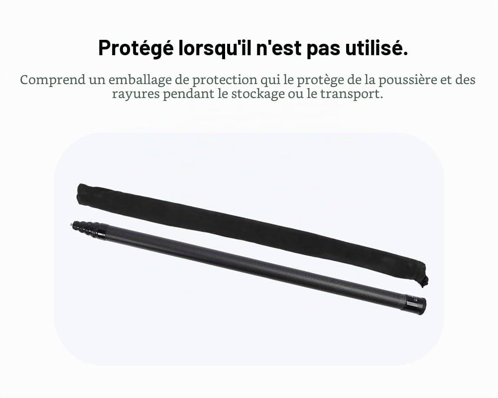 Inov8 Perche à Selfie Extra Longue et légère en Carbone Extensible Invisible pour Insta360 X2/X3/X4/X5/Ace Pro et DJI/GoPro/caméras d'action/Smartphones 5 m