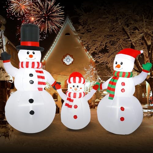 Quntis 240cm x 180cm Aufblasbarer Schneemann XXL, LED beleuchtete...