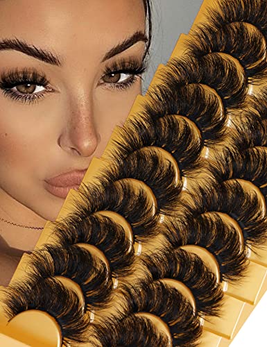 False Eyelashes Fluffy Natural Look 8D 20 mm Long C Curl Strip Eye Lashes Pack 10 works Full Reusable Fake Eyelashes That Look Like Extensions by Goddvenus