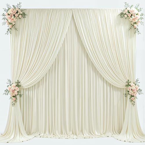 Image of 20x10ft Beige Backdrop Curtain for Wedding Parties Wrinkle Free Fabric Beige Drapes Backdrop Decoration for Baby Shower Birthday Photography Decoration 4 Panels, 5ft x 10ft