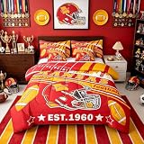 Feelyou Football 7 Pieces Comforter Sets Twin Size Kids Rugby Sports Kansas Bedding Set for All Season Football City Bed in a Bag with Comforter, Sheets, Pillowcases & Cushion Cover