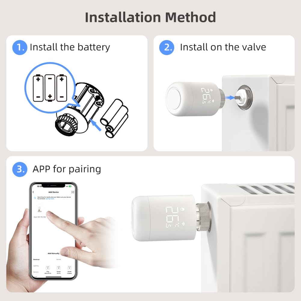Tuya WiFi Smart TRV Válvula Termostática para Radiador Termorregulador para Calefacción Doméstica Smart Life