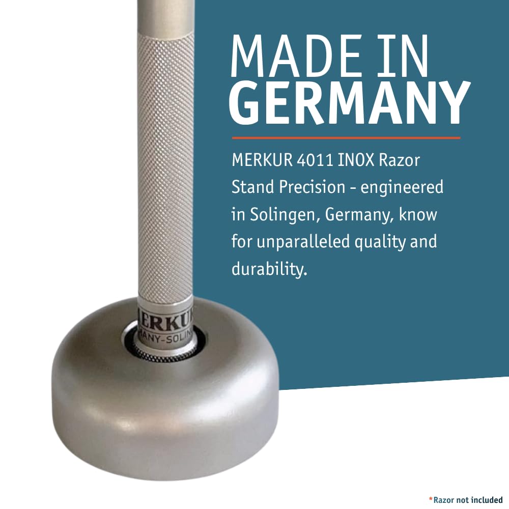 MERKUR Soporte de afeitado INOX 4011 | antideslizante | acero inoxidable satinado | apto para maquinilla de afeitar 23 INOX, 24 INOX y 34 INOX | Fabricado en Alemania