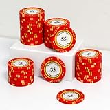 JIESITE 14 Gram Clay Poker Chips Monte Carlo Poker Chips Casino Grade Poker Chip Numbered Chips for Texas Hold'em, Blackjack Poker Games Pack of 50 Pieces (B $5)