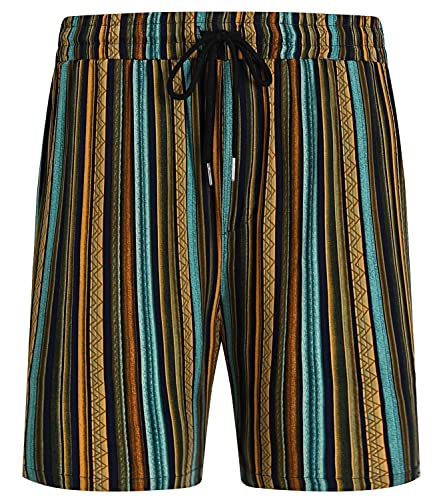 Eishopeer Men's Striped Button Down Hawaiian Sets Casual Short Sleeve Shirt And Shorts Suits Small #TOP3