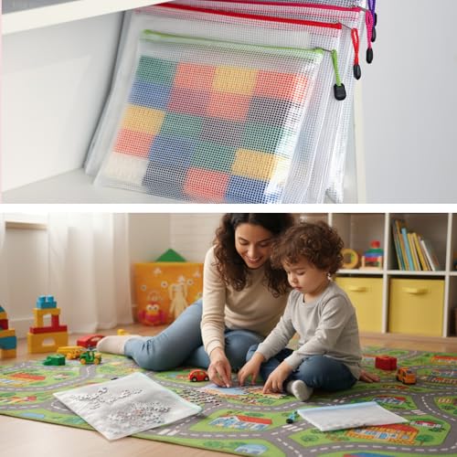 Image of EOOUT 64pcs Mesh Zipper Pouch Bags, 8 Sizes Plastic Bags, 15 Colors Waterproof Pouches with Slide Fastener for Organization, Multipurpose for Travel, School Supplies, Office and Home Organization