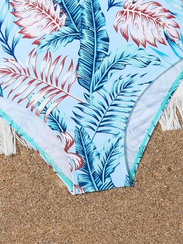 Image of WDIRARA Girl's Tropical Print Spaghetti Strap One Piece Swimsuit Bathing Suit Swimwear